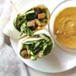 This Asian Chick'n Wrap with Spicy Tahini Sauce is an easy VEGAN lunch | ThisSavoryVegan.com