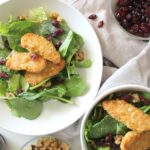 This Cranberry Candied Walnut Salad with Chick’n is the perfect vegan weeknight dinner - comes together in less than 30 minutes! | ThisSavoryVegan.com