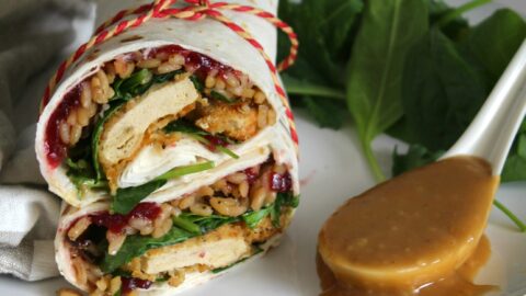 Enjoy holiday meal flavors any time with these Vegan Thanksgiving Leftover Wraps | ThisSavoryVegan.com