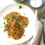 Make a breakfast classic a little healthier with these Zucchini Potato Hash Browns | ThisSavoryVegan.com