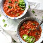 This Vegetarian Orzo Chili is packed with nutritious veggies, fiber packed beans and hearty orzo - perfect for meal prepping | Vegan | ThisSavoryVegan.com