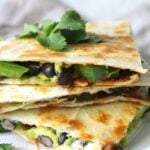These vegan Avocado Black Bean Quesadillas are a healthy version of a take-out classic | ThisSavoryVegan.com
