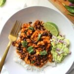 These Spicy Sofritas Black Bean Bowls are healthy, simple and super delicious. Perfect for meal prepping or busy weeknights | ThisSavoryVegan.com