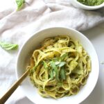 Both savory and healthy this Vegan Shaved Asparagus Pesto Pasta is the ultimate spring dinner and only takes 20 minutes to put together | ThisSavoryVegan.com