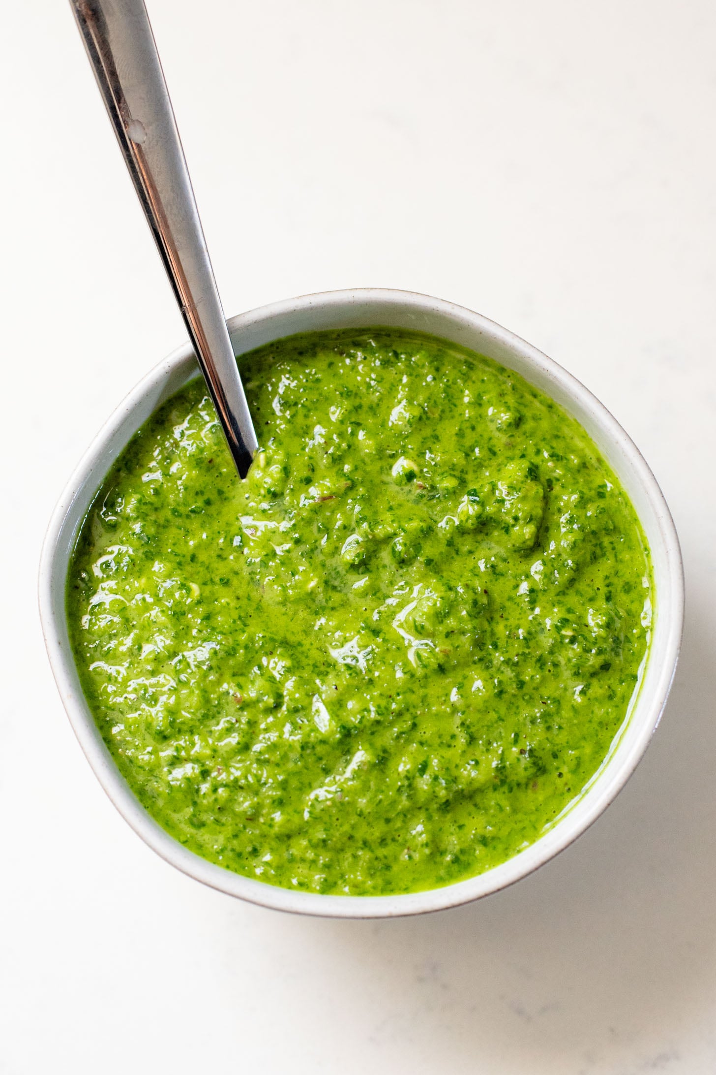 Increase the flavor of any meal with this super simple Chimichurri Sauce - made with fresh cilantro, parsley, garlic and red onion | ThisSavoryVegan.com