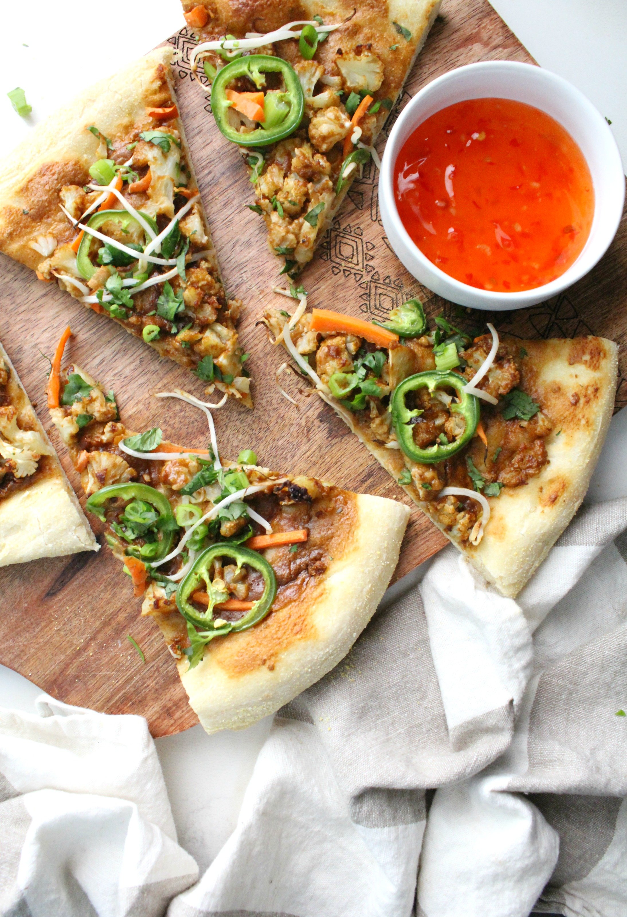 Roasted Cauliflower Vegan Thai Pizza - This Savory Vegan