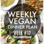 5 nights worth of vegan dinners to help inspire your menu. Choose one recipe to add to your rotation or make them all - shopping list included | ThisSavoryVegan.com #vegan #mealprep