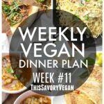5 nights worth of vegan dinners to help inspire your menu. Choose one recipe to add to your rotation or make them all - shopping list included | ThisSavoryVegan.com #vegan #mealprep