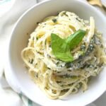 When you're craving pasta this Simple Vegan Ricotta & Spinach Linguine will hit the spot. It requires 20 minutes and one pot to get the job done | ThisSavoryVegan.com #vegan #pasta