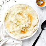 These Vegan Brown Butter Mashed Potatoes are what potato dreams are made of - these will be the star of the show at your next holiday dinner | ThisSavoryVegan.com #thissavoryvegan #veganthanksgiving #mashedpotatoes