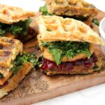 Put your leftovers to good use and make these Vegan Thanksgiving Leftover Waffle Sandwiches. The ultimate Thanksgiving meal that is totally drool worthy | ThisSavoryVegan.com #thissavoryvegan #veganthanksgiving #thanksgivingleftovers