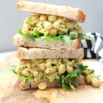 Spice up your next lunch with these Curried Chickpea Salad Sandwiches. The perfect amount of creaminess and spice on toasted sourdough | ThisSavoryVegan.com #thissavoryvegan #veganlunch