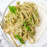 This Vegan Broccoli Pesto Pasta With Whipped Tofu Ricotta is filled with a chunky, healthy pesto and creamy vegan ricotta. A comforting and bright meal | ThisSavoryVegan.com #thissavoryvegan #vegan #veganpasta