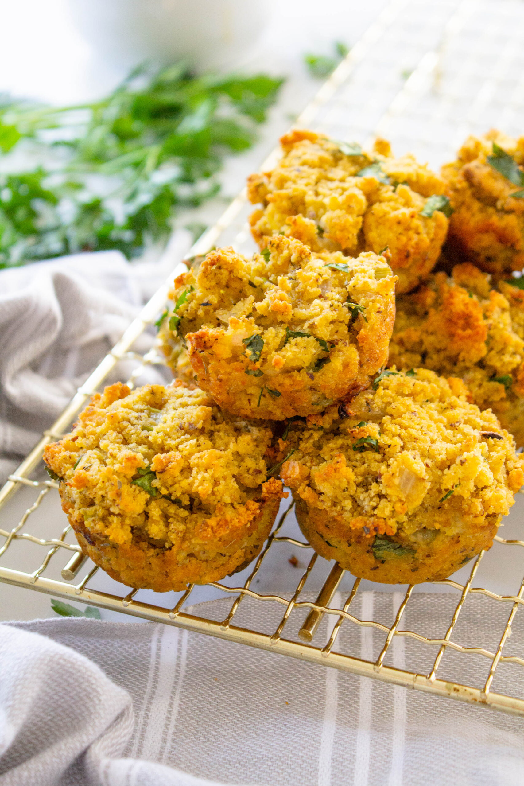 These Individual Vegan Thanksgiving Stuffing Muffins are the perfect Thanksgiving side dish. A savory cornbread mixture in a small package | ThisSavoryVegan.com #thissavoryvegan #vegan #veganthanksgiving