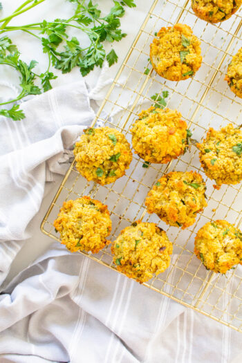 These Individual Vegan Thanksgiving Stuffing Muffins are the perfect Thanksgiving side dish. A savory cornbread mixture in a small package | ThisSavoryVegan.com #thissavoryvegan #vegan #veganthanksgiving