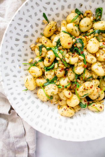 This Vegan Brown Butter Gnocchi with Fresh Herbs is a simple and flavorful dish. A savory meal that vegans and non-vegans will definitely enjoy | ThisSavoryVegan.com #thissavoryvegan #vegangnocchi #veganpasta