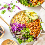 These Roasted Chickpea Quinoa Bowls with Sesame Ginger Dressing are perfect for vegan meal prepping or a healthy & filling dinner | ThisSavoryVegan.com #thissavoryvegan #veganbowl #mealprep