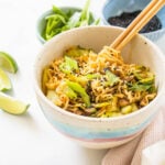 These Vegan Ramen Noodles with Mushrooms & Bok Choy are simple, veggie-packed and totally delicious. Perfect vegan dinner | ThisSavoryVegan.com #vegan #veganramen #vegannoodles