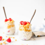 These Peanut Butter & Jelly Overnight Oats are the perfect healthy vegan breakfast or snack. Made with fresh raspberries and topped with crunchy peanuts | ThisSavoryVegan.com #thissavoryvegan #overnightoats #healthybreakfast