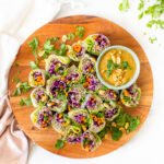 These Soba Noodle Summer Rolls with Peanut Sauce are the perfect no-cook meal. Fresh veggies, fiber-packed soba noodles and a creamy peanut sauce. A great vegan lunch or dinner | ThisSavoryVegan.com #thissavoryvegan #summerroles #peanutsauce