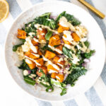 These Butternut Squash Quinoa Bowls are a hearty, healthy and tasty meal. Filled with roasted veggies, marinated kale and a mustard tahini dressing | ThisSavoryVegan.com #thissavoryvegan #veganbowls #quinoarecipes