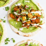 These Vegan Butternut Squash Tacos with Crispy Brussels Sprouts are loaded with flavor - from the avocado spread to the lime crema. Perfect Fall tacos! | ThisSavoryVegan.com #thissavoryvegan #vegantacos #butternutsquash