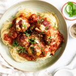 Perfect for a date night or family dinner, this is The Best Vegan Spaghetti & Meatballs you will ever have. Delicious and savory | ThisSavoryVegan.com #thissavoryvegan #veganmeatballs #datenightrecipes