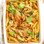 I'll just say that TikTok influenced this Vegan Baked "Feta" Pasta. It was a viral recipe that is made even better by being vegan-ized | ThisSavoryVegan.com #thissavoryvegan #veganpasta #bakedpasta
