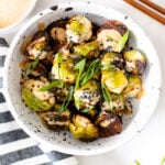 If you think you don't like brussels sprouts, think again - these Roasted Brussels Sprouts with Sichuan Aioli are crispy, salty & savory | ThisSavoryVegan.com #thissavoryvegan #brusselssprouts #sichuan