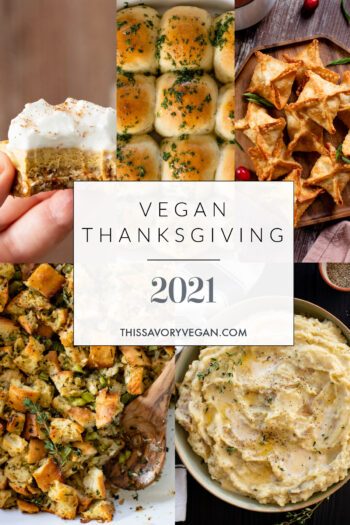 Cook up some tasty food that everyone will love with this Vegan Thanksgiving Plan 2021. Grocery list included | ThisSavoryVegan.com #thissavoryvegan #veganthanksgiving #veganthanksgivinggrocerylist