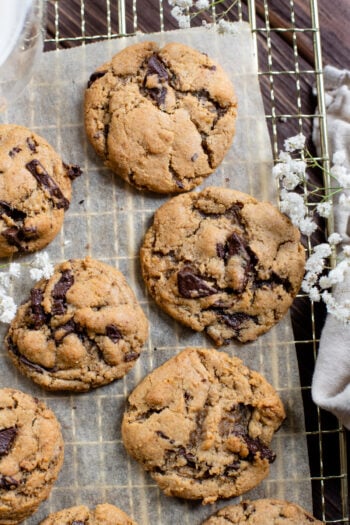 These are the best Vegan Chocolate Chip Cookies! The perfect amount of sweetness and a gooey center make these a crowd pleaser | ThisSavoryVegan.com #thissavoryvegan #vegancookies #vegandesserts