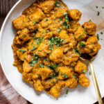 This Trader Joe's Cauliflower Gnocchi in Tomato Pesto is made with some unexpected Trader Joe's products to make the BEST vegan dinner | ThisSavoryVegan.com #thissavoryvegan #traderjoesrecipes #vegandinnerideas