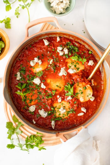 This Vegan Tofu Shakshuka is a traditional North African & Middle Eastern breakfast that we're vegan-izing with tofu in place of eggs | ThisSavoryVegan.com #thissavoryvegan #veganshakshuka #veganbreakfast