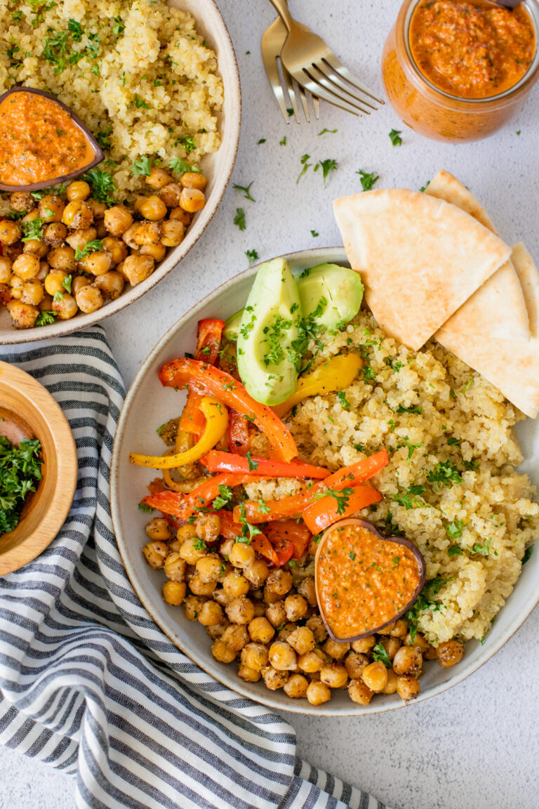 Red Pepper Pesto Quinoa Bowls This Savory Vegan