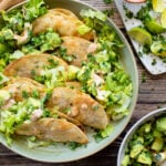 These Crispy Lentil & Mushroom Tacos are filled with a veggie combo, baked until crispy and served with a chunky guac and chipotle mayo | ThisSavoryVegan.com #thissavoryvegan #vegantacos #lentiltacos