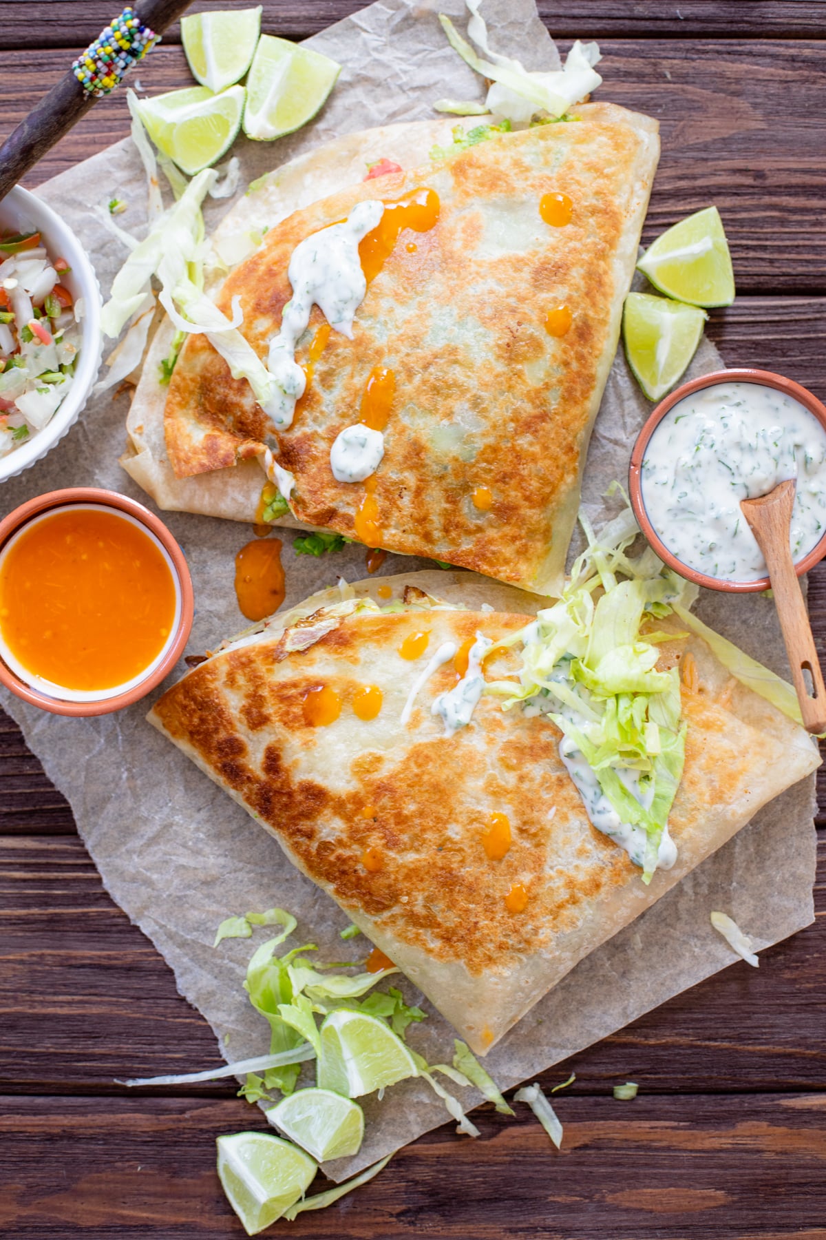 This Crispy Bean & Rice Folded Wrap is a super easy lunch or dinner. Filled with homemade Mexican rice, beans and veggies | ThisSavoryVegan.com #veganwraps #veganlunchideas #foldedwrap