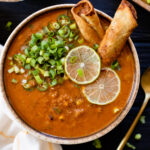 Vegan Beef Enchilada Soup is the most comforting and simple Fall soup recipe! It has simple ingredients, is veggie-packed and super creamy | ThisSavoryVegan.com #thissavoryvegan #vegansoup #veganfallrecipes