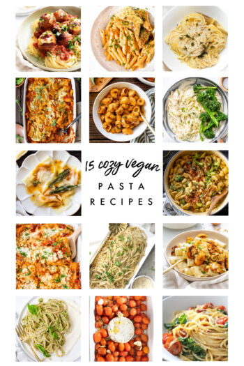 Nothing says a cozy night in than a big bowl of pasta. And I have rounded up 15 Cozy Vegan Pasta Recipes that I know you will absolutely love | ThisSavoryVegan.com #thissavoryvegan #veganpasta #pastarecipes