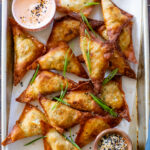 These Crispy Jalapeño Corn Wontons are the perfect vegan appetizer! Wonton wrappers are stuffed with vegan cream cheese & veggies | ThisSavoryVegan.com #thissavoryvegan #veganappetizers #wontons