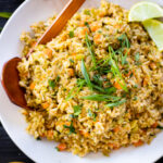 This Broccoli Coconut Rice Stir-Fry is an easy vegan dinner that is packed with sneaky veggies. Serve with your favorite tofu for an easy weeknight dinner | ThisSavoryVegan.com #thissavoryvegan #coconutrice #friedrice