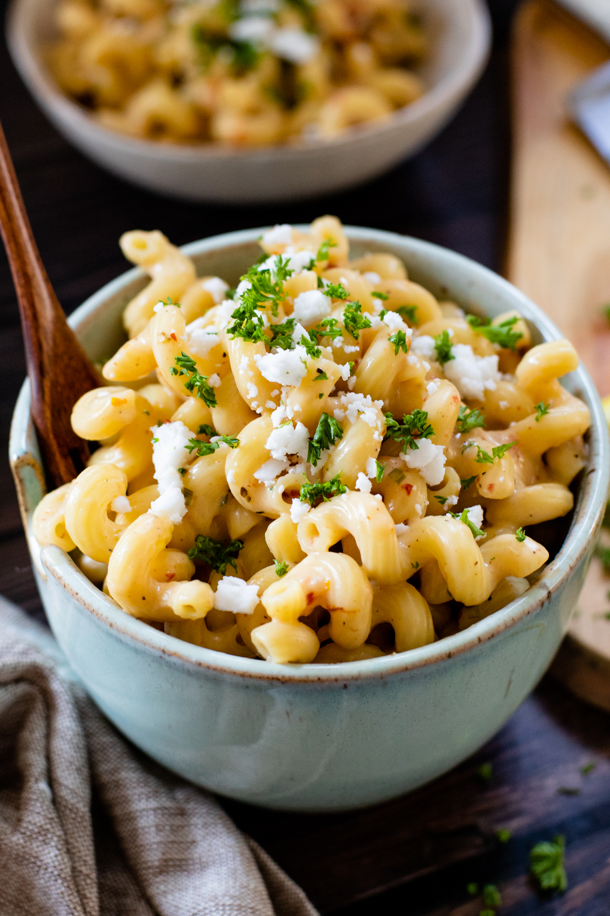 This Creamy Greek Pasta is a vegan dream! Creamy non-dairy sauce made with vegan feta & parmesan, sun-dried tomatoes & garlic | ThisSavoryVegan.com #thissavoryvegan #nondairypasta #veganpasta