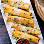 These Vegan Breakfast Taquitos are filled with a tofu scramble, crispy soyrizo & avocado. Bake, fry or air fry for a tasty vegan breakfast | ThisSavoryVegan.com #thissavoryvegan #veganbreakfast #veganbrunchrecipes