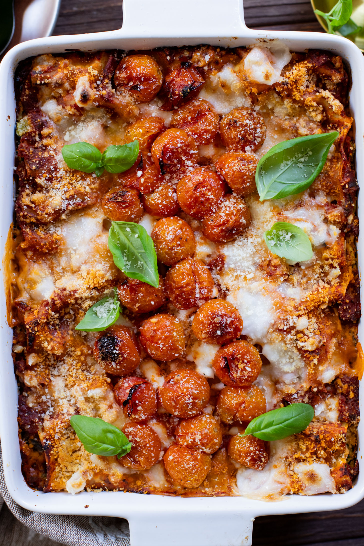 This Roasted Vegetable Lasagna is the perfect end of summer dinner. Filled with roasted veggies, vegan ricotta & feta, marinara and noodles | ThisSavoryVegan.com #thissavoryvegan #veganlasagna #summerrecipes