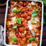 This Roasted Vegetable Lasagna is the perfect end of summer dinner. Filled with roasted veggies, vegan ricotta & feta, marinara and noodles | ThisSavoryVegan.com #thissavoryvegan #veganlasagna #summerrecipes