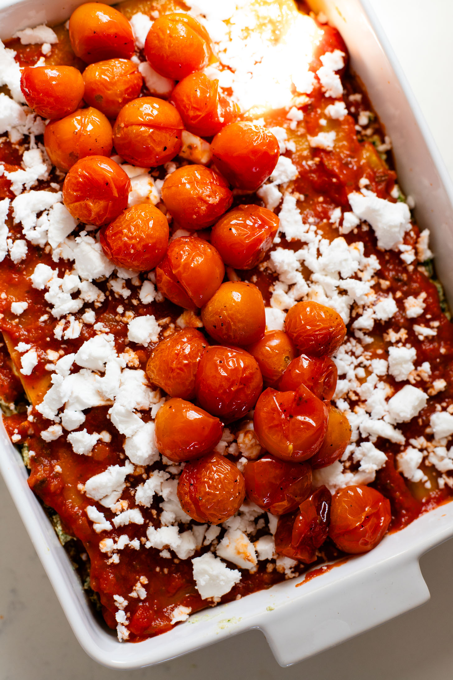 This Roasted Vegetable Lasagna is the perfect end of summer dinner. Filled with roasted veggies, vegan ricotta & feta, marinara and noodles | ThisSavoryVegan.com #thissavoryvegan #veganlasagna #summerrecipes