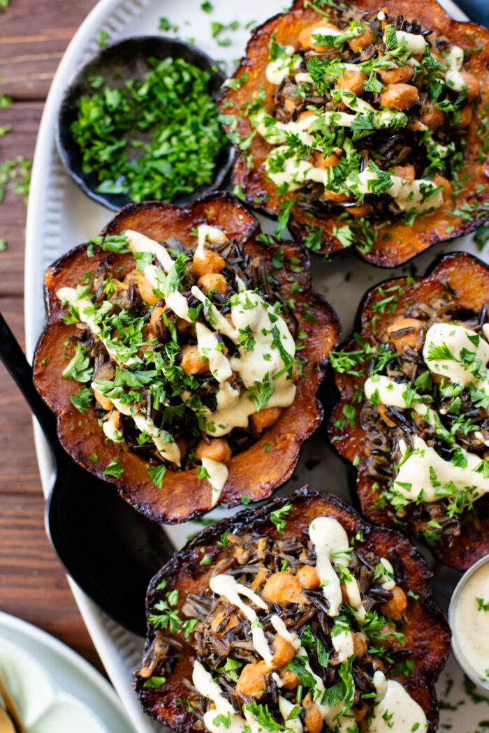 Wild Rice Stuffed Acorn Squash - This Savory Vegan