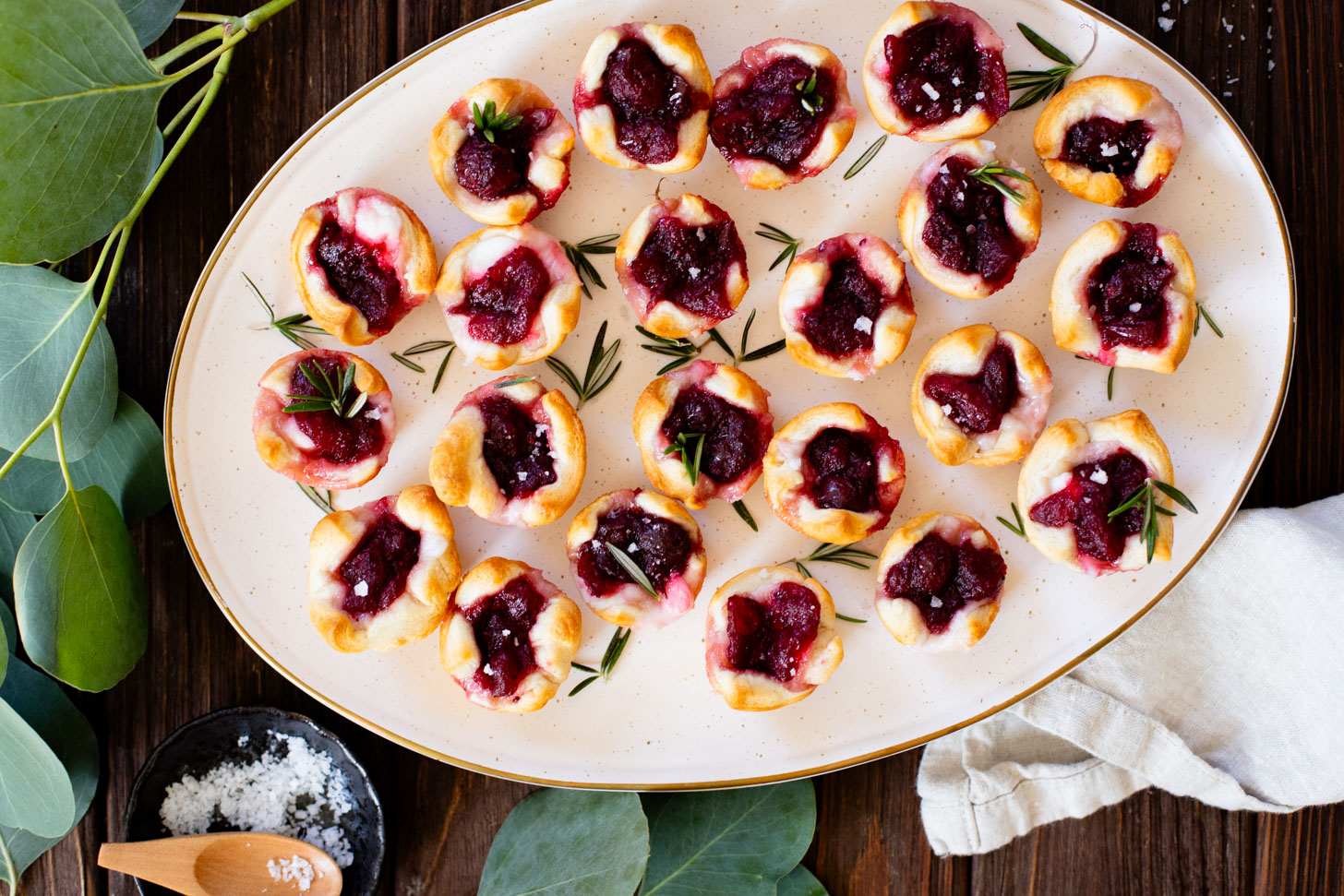 These Cranberry Feta Crescent Bites are the perfect holiday appetizer. They are dairy-free, made with simple ingredients and delicious | ThisSavoryVegan.com #thissavoryvegan #holidayappetizers #veganappetizers