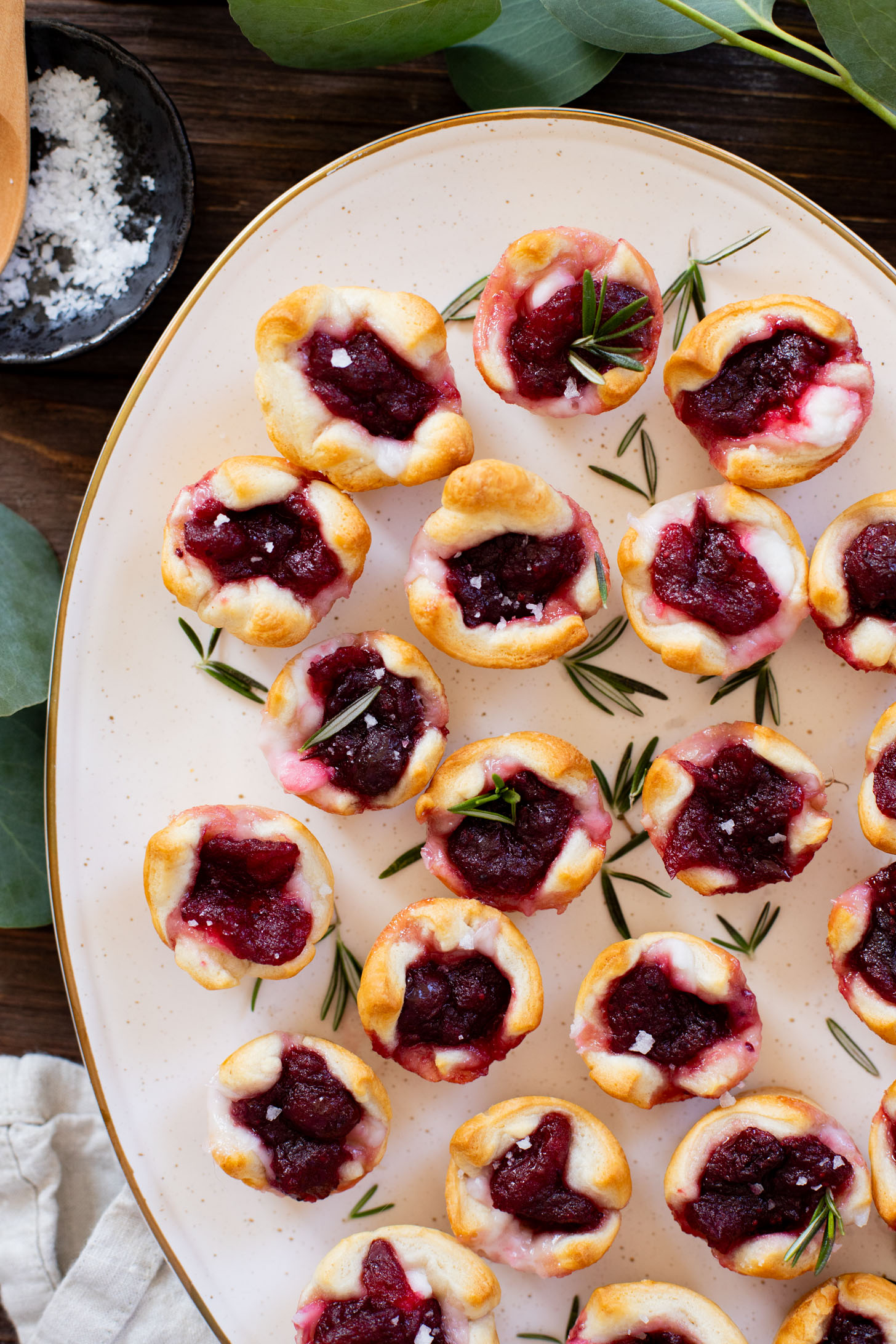 These Cranberry Feta Crescent Bites are the perfect holiday appetizer. They are dairy-free, made with simple ingredients and delicious | ThisSavoryVegan.com #thissavoryvegan #holidayappetizers #veganappetizers
