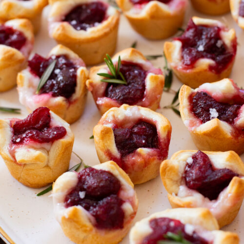 These Cranberry Feta Crescent Bites are the perfect holiday appetizer. They are dairy-free, made with simple ingredients and delicious | ThisSavoryVegan.com #thissavoryvegan #holidayappetizers #veganappetizers