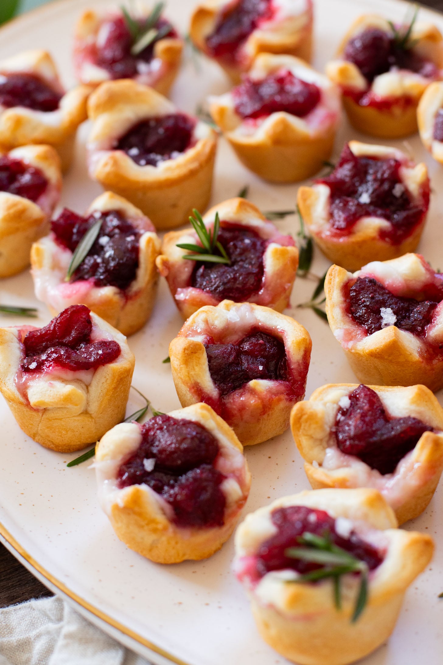 These Cranberry Feta Crescent Bites are the perfect holiday appetizer. They are dairy-free, made with simple ingredients and delicious | ThisSavoryVegan.com #thissavoryvegan #holidayappetizers #veganappetizers